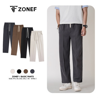 Quần Ống Rộng Cạp Chun Nam vải Tuyết Mưa, Quần Âu Ống Suông Unisex Phong Cách Hàn Quốc By ZONEF OFFICIAL