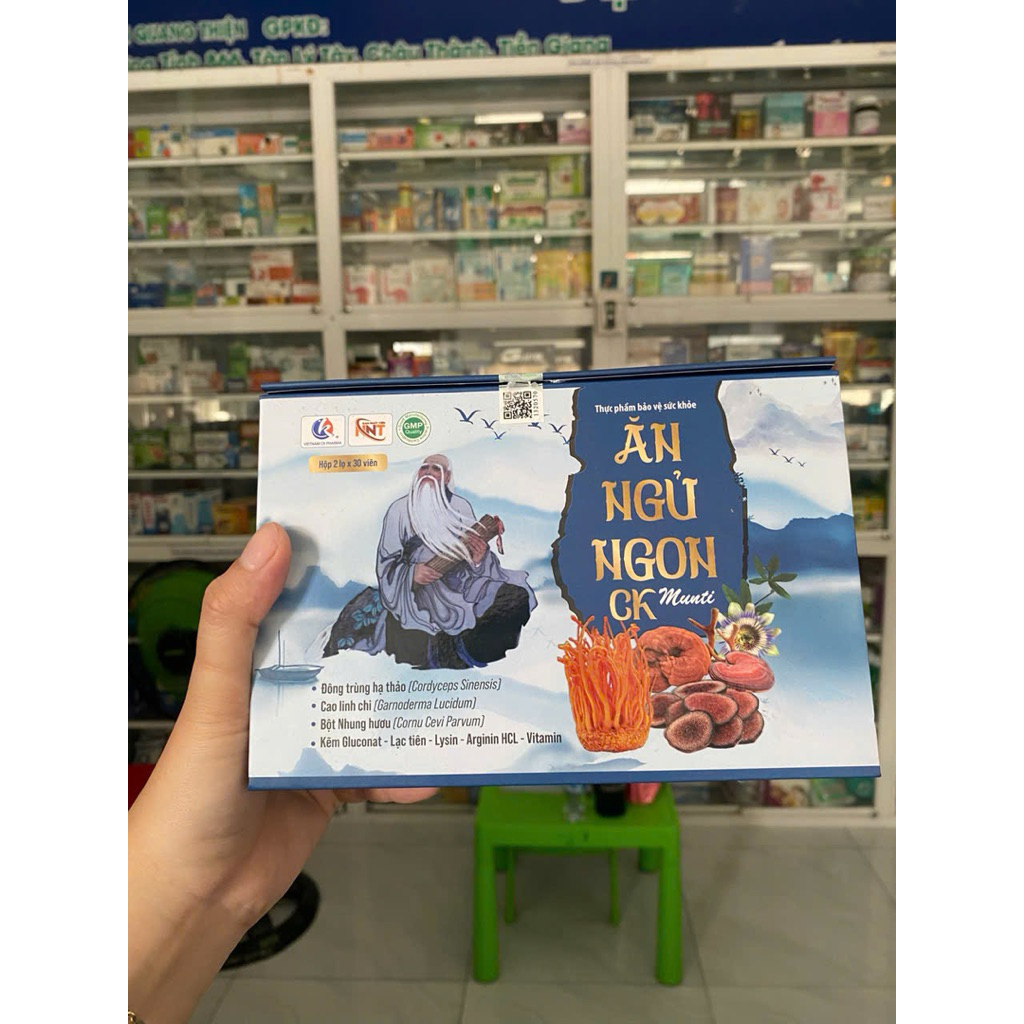 ĂN NGỦ NGON CK Munti- Dành cho người suy nhược cơ thể,khó ngủ,...Đông trùng hạ thảo,Cao linh chi,Bột