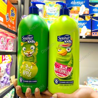   Hàng Nhập  Sữa Tắm Gội Xả Cho Bé Suave Kids 3 in 1 532ml 1.18L Táo Dâu Dưa Hấu 