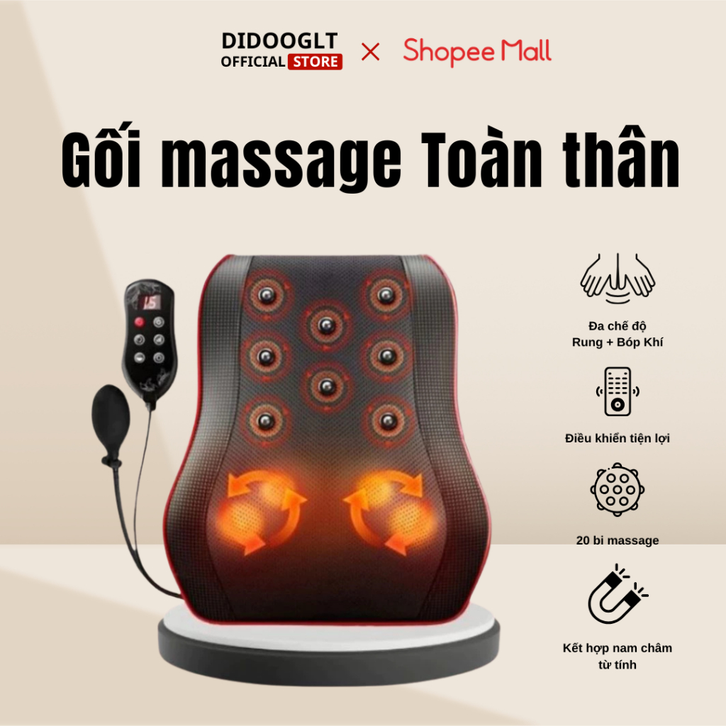Gối Massage Cổ Vai Gáy Didooglt Máy Massage Hỗ Trợ Giảm Nhức Mỏi Toàn Thân Hiệu Quả
