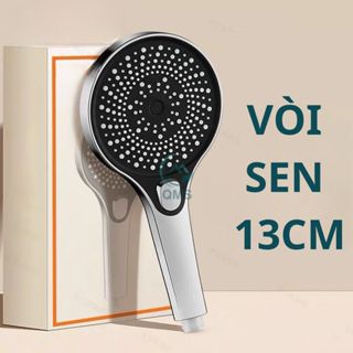  Bộ vòi sen QMS Tay sen mặt to 13cm 3 chế độ nút bấm dùng thay thế cho bát sen cây nhà tắm cao cấp 