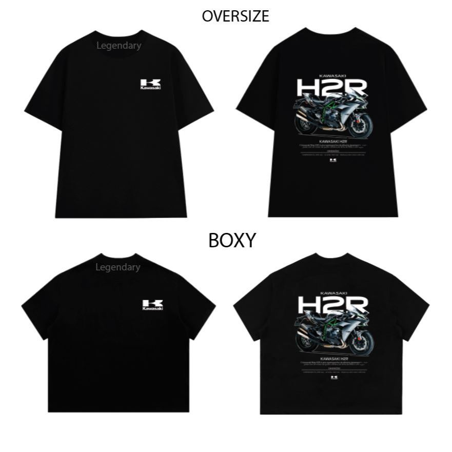 Áo Thun Biker Cá Tính – In Hình Kawasaki H2R ZX10R Harley Davidson | Form Oversize/Boxy Unisex