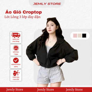 [ Mã Giảm 5% Giảm Đến 50k ] Áo Gió Nữ 2 Lớp Có Mũ Form Croptop Áo Khoác Dù Nữ Có Chống Nước Nhẹ Nhàng