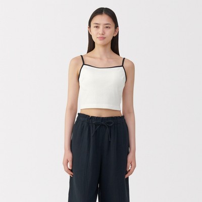 MUJI Áo Bra Camisole Cotton Co Giãn Gân Gợn Sóng Dáng Ngắn