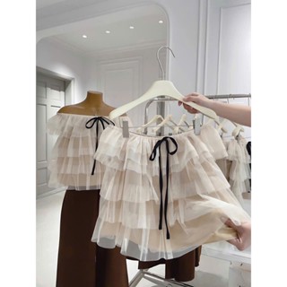  Áo nữ hotrend trễ vai babydoll voan lưới nhiều tầng thiết kế độc đáo chất liệu voan lưới nhẹ nhàng thoáng mát phù hợp mọ 