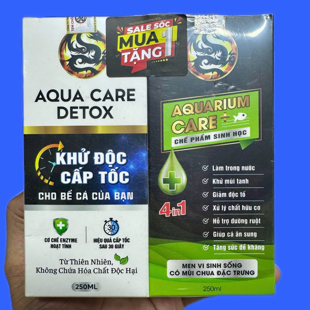 [Mua 1 Tặng 1] Aqua Care Detox Khử Độc Bể Cá Tặng Vi Sinh Aquarium Care Làm Trong Nước Bể Cá