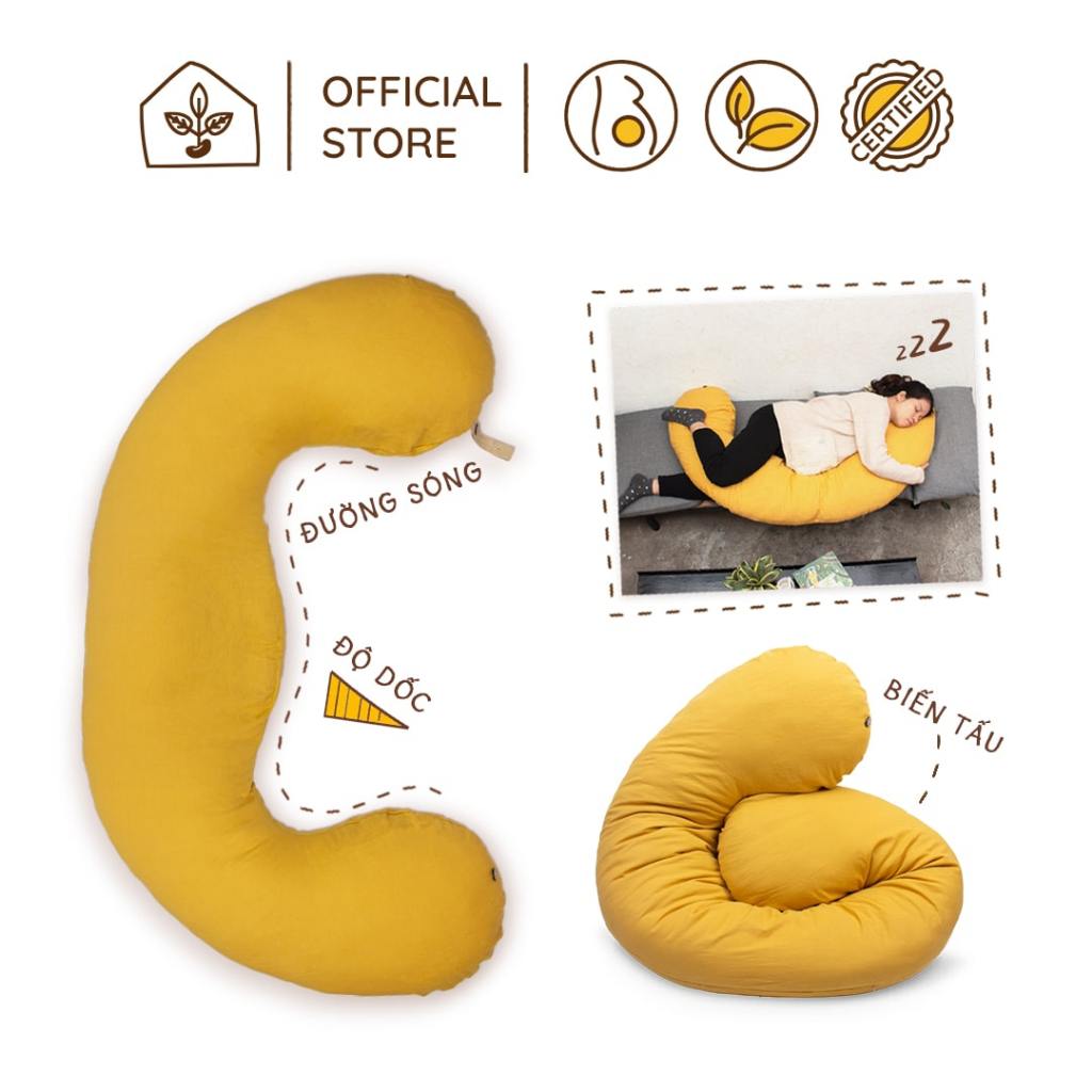 Gối Mẹ Bầu Đậu Khuyết Chính Hãng: Đa Năng Thông Minh Giúp Mẹ Bầu Ngủ Ngon, Cho Bé Bú Sau Sinh | Nhà Đậu | 159