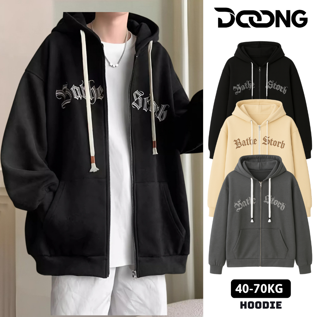 [XẢ HÀNG] Áo Khoác NỈ BATHE STORB THÊU Chữ Chất Nỉ Bông Unisex BM156, Áo Khoác Nam Nữ Dây Kéo Có Mũ 