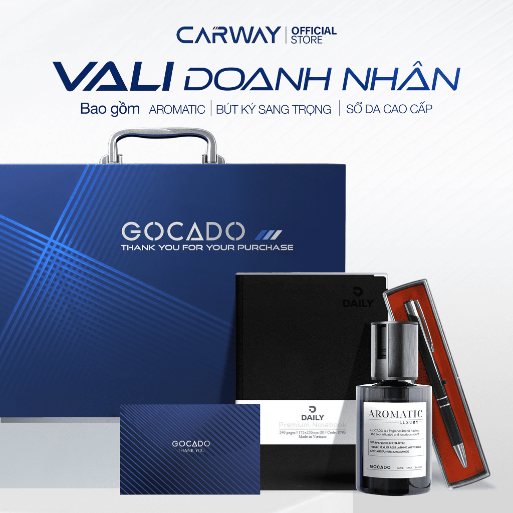 Vali Doanh Nhân Nước Hoa Ô Tô Aromatic Sổ Tay Bút Kim Loại Cao Cấp Gocado