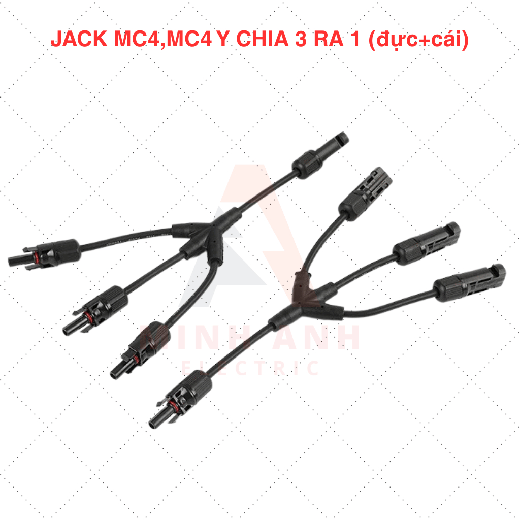 Đầu nối MC4 chữ Y, jack kết nối chữ Y vào 3 ra 1 (đực + cái)