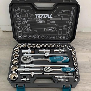 ĐỒ NGHỀ TOTAL Bộ 44 cái socket (1/4+1/2 inch) & cần 2 chiều THT421441 < HÀNG CHÍNH HÃNG >