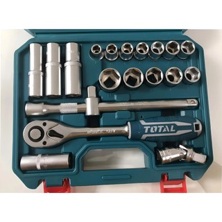 ĐỒ NGHỀ TOTAL Bộ 44 cái socket (1/4+1/2 inch) & cần 2 chiều THT421441 < HÀNG CHÍNH HÃNG >