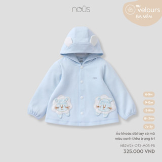 Nous Baby Áo khoác có mũ cho bé phối tai gấu bé trai bé gái mềm ấm thêu họa tiết cho bé từ 7.5-15kg BSTT9