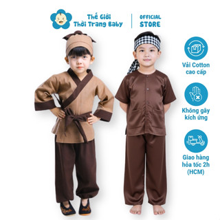 Set Đồ Nông Dân Chú Cuội Cho Bé Trai & Bé Gái Dưới 33kg, Trang Phục Hóa Trang Trung Thu Chụp Hình 2025 Dễ Thương BCT06