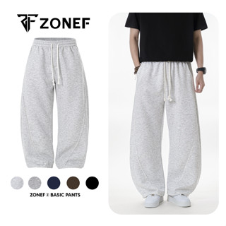 Quần Nỉ Ống Cong Phối Dây Thừng Bản Nhỏ ZONEF STUDIO Nỉ Ép Hàn, Quần Thu Đông Nam Nữ Unisex Phong Cách Streetwear NOC.