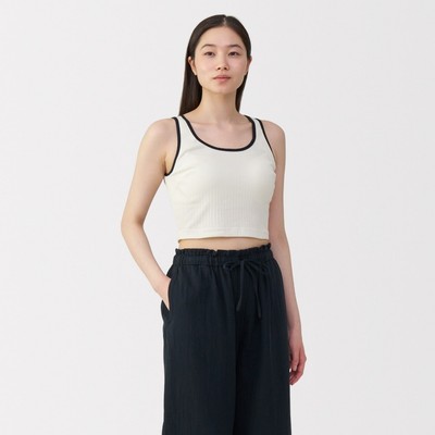 MUJI Áo Bra Tank Top Cotton Co Giãn Gân Gợn Sóng Dáng Ngắn