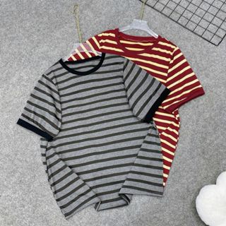 Áo Phông Bigsize Nữ Phom Rộng Basic Cổ Tròn Tay Ngắn Kẻ Sọc Bigsize Cô Nhỏ Vải Thun Sọc Mềm Mát Co Giãn - A308