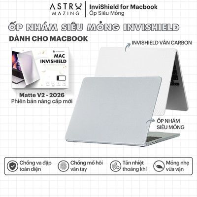 [InviShield Mac 2026] Ốp siêu mỏng Mac InviShield carbon nhám mờ dành cho M.acbook Air Pro 13 14 15 16 M1 M2 M3 M4