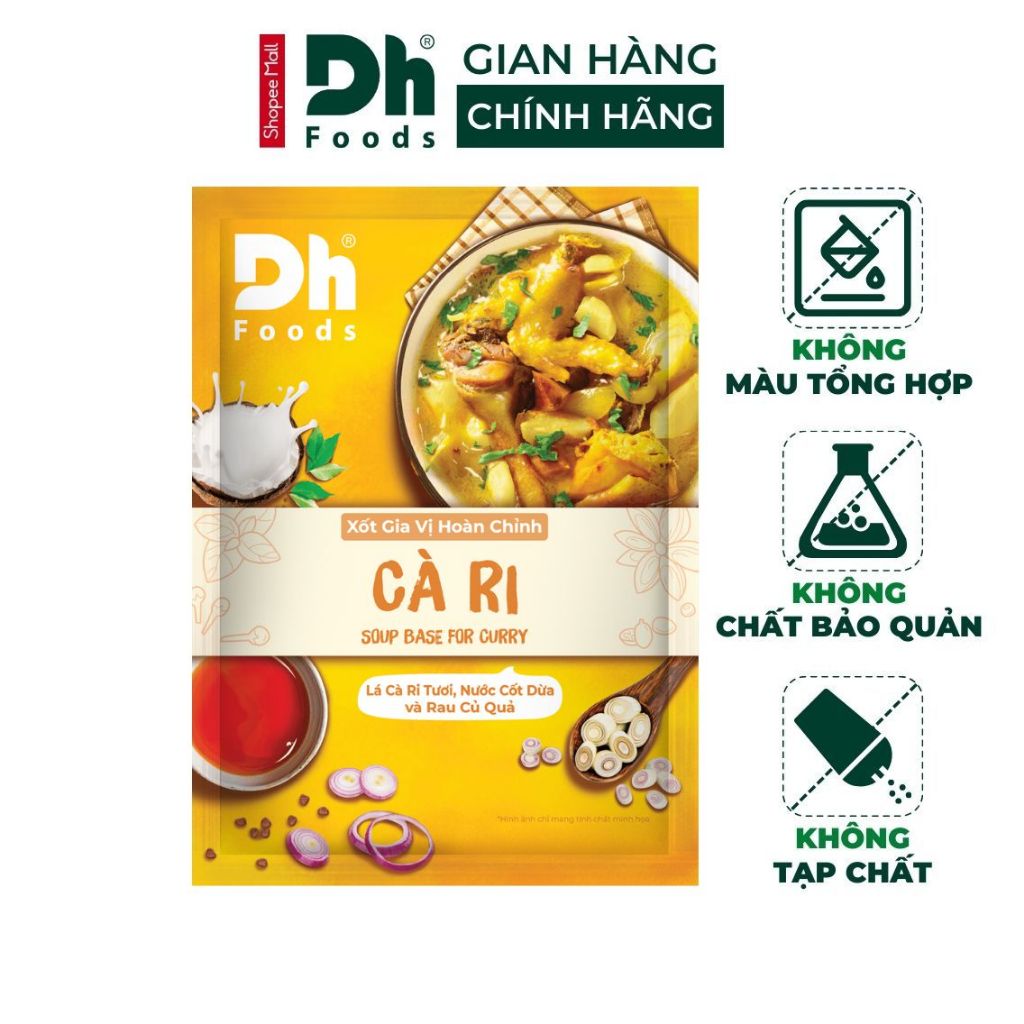 Xốt gia vị hoàn chỉnh cà ri Dh Foods gia vị nấu các món cà ri gà, vịt, dê, tôm, cua gói 80g