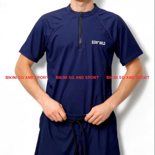 Bộ bơi nam Bikini SG có bigsize áo nam tay ngắn dây kéo trước kèm quần đùi nam 2 lớp chất đẹp