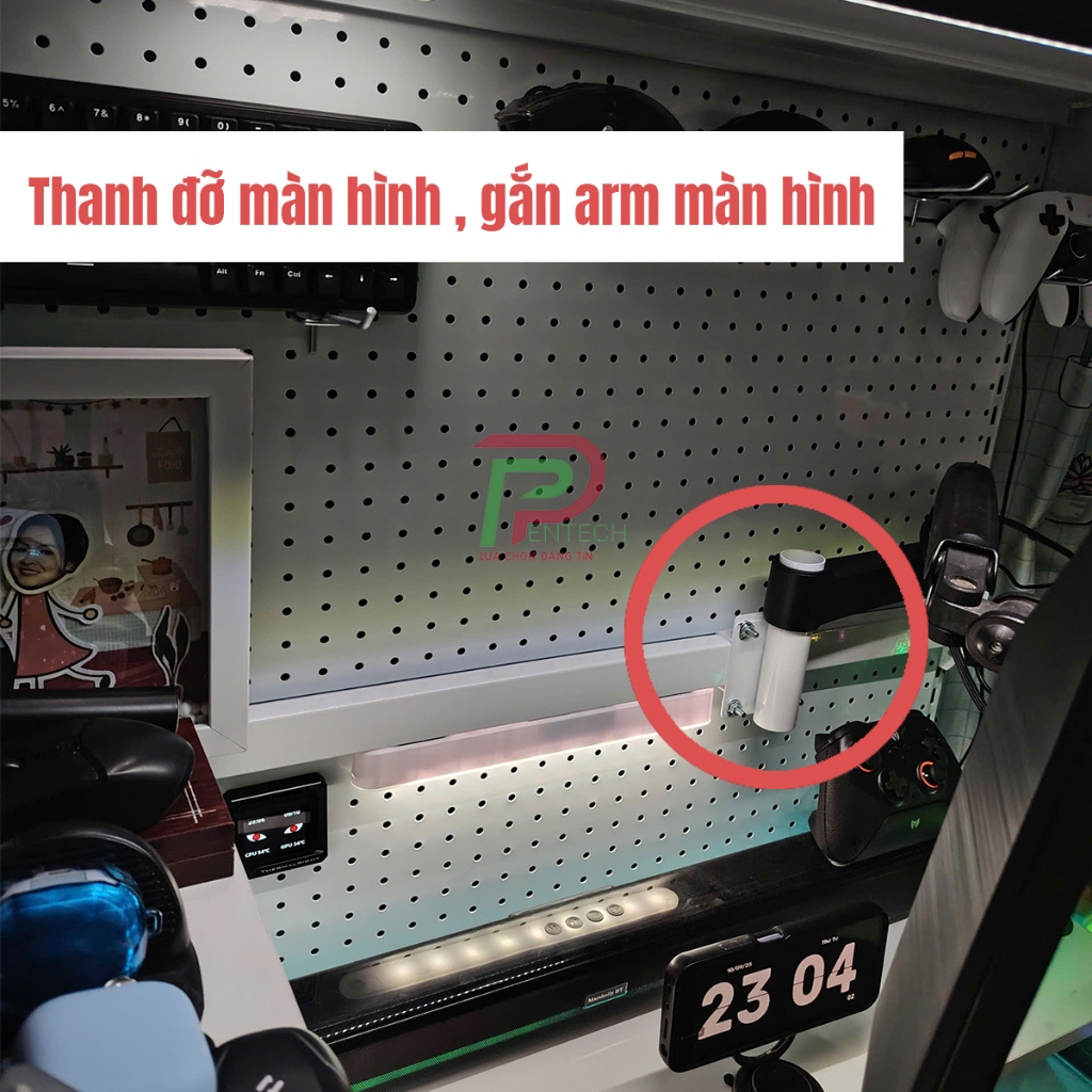 Thanh đỡ màn hình, Bass gắn arm màn hình máy tính vừa bass ARM phi 27, 30, 32, 34