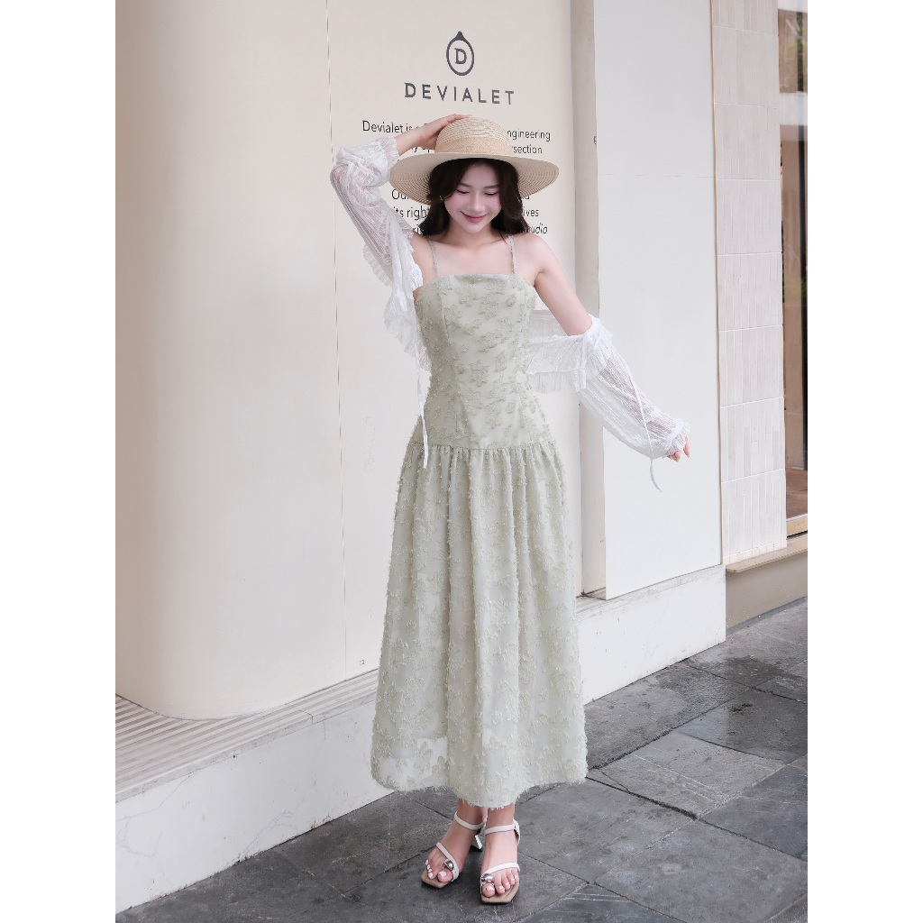 ADELINE HOUSE- Váy 2 dây Xanh Mint Ren Tiểu Thư  –TK80.1