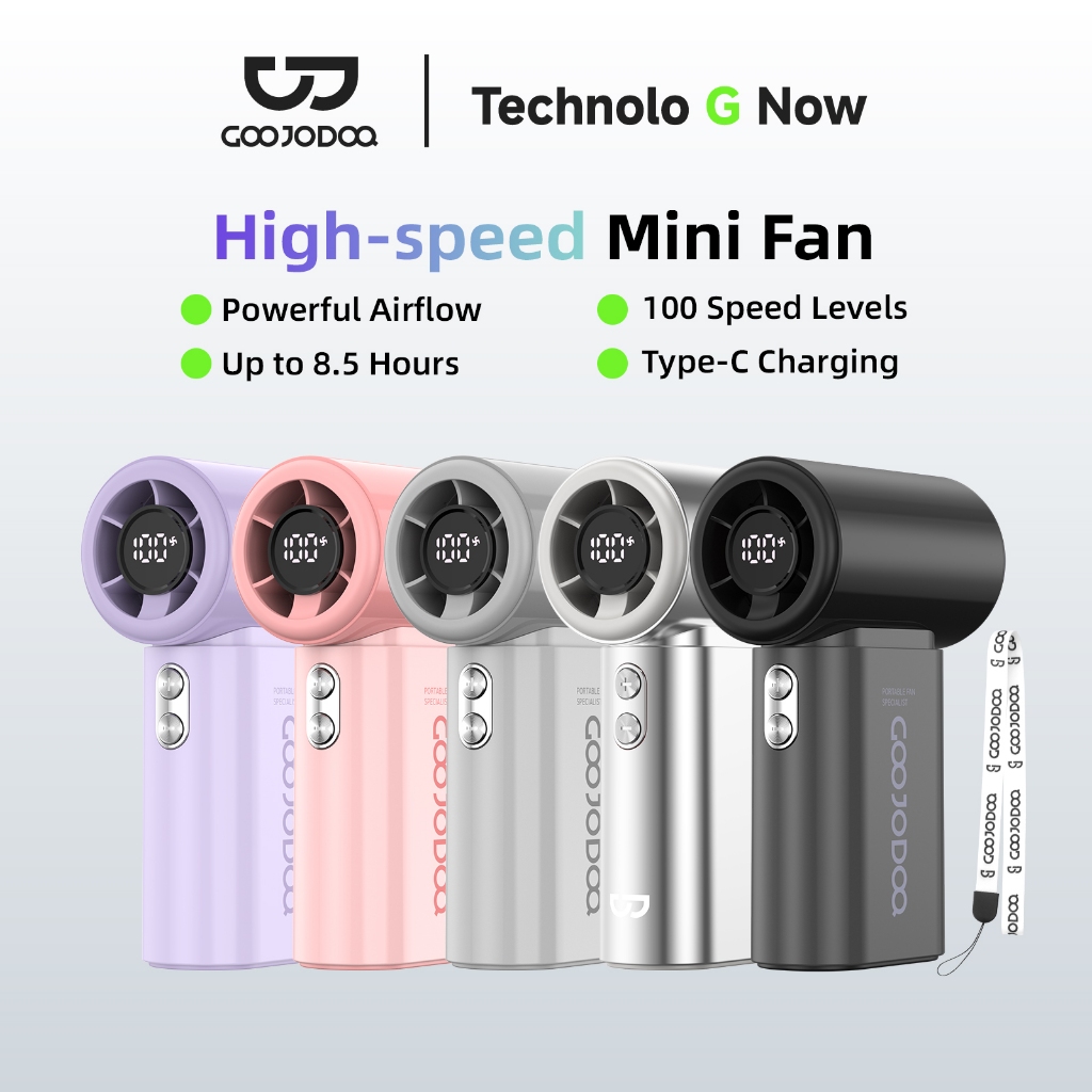 Quạt bỏ túi MINI turbo tốc độ cao GOOJODOQ 4000mAh Công suất gió tăng cường 10x kèm dây đeo di động | BigBuy360 - bigbuy360.vn