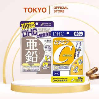   DATE 2028  Combo viên uống Vitamin C DHC gói 120 viên & Kẽm DHC gói 60 viên Nhật Bản 60 ngày 