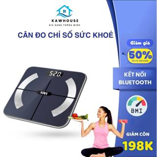 Cân Điện Tử Sức Khỏe Thông Minh Kết Nối Bluetooth KAW, Màn Hình Led Kính Cường Lực , Theo Dõi Sức Khỏe Cả Gia Đình