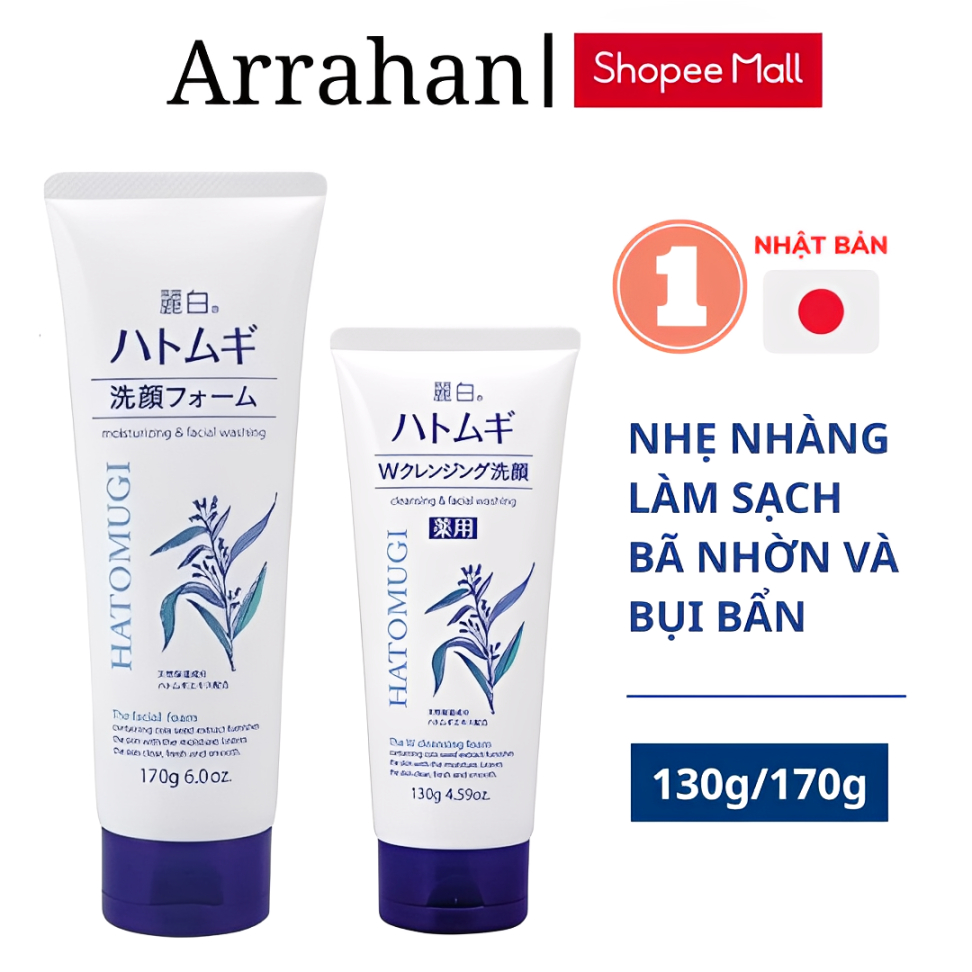 Sữa Rửa Mặt Sạch Sâu, Dưỡng Ẩm Reihaku Hatomugi Facial Foam 130g và 170g (Màu trắng)