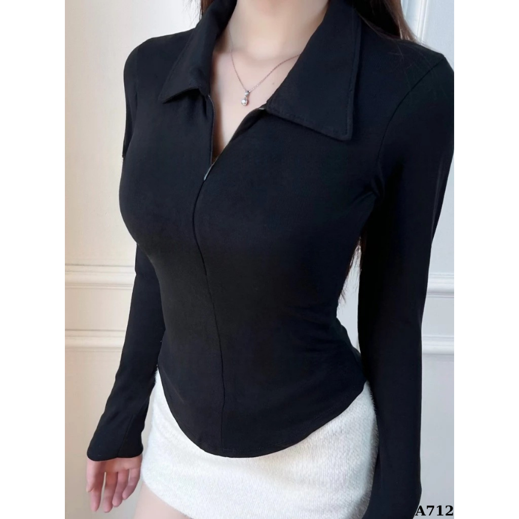 [Mở Bán] Áo Thun Nữ Tay Dài Ôm Body Cổ Bẻ Phối Khoá Kéo Dáng Vạt Bầu Cotton nhuyễn Kenco Sg M2705 | BigBuy360 - bigbuy360.vn