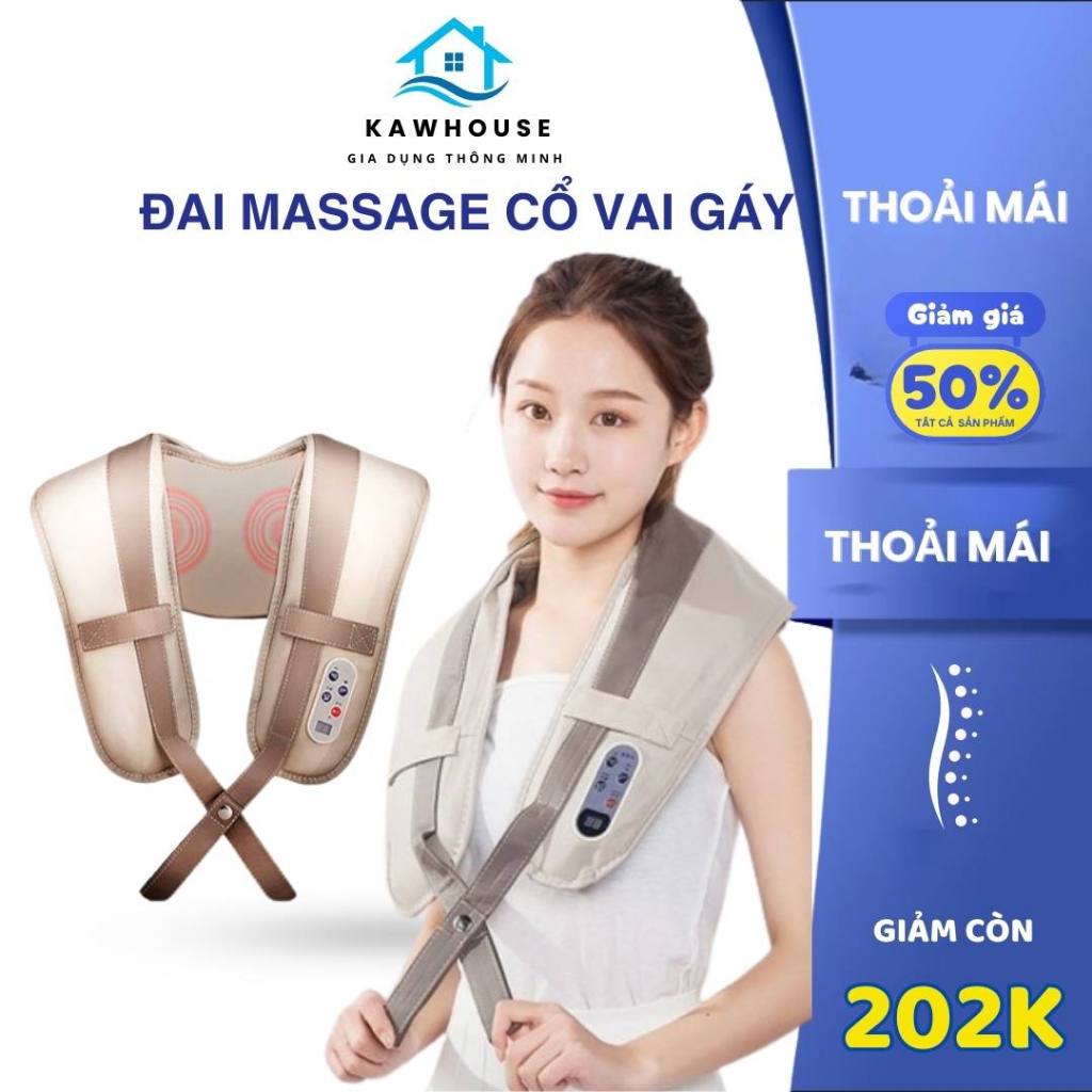 Đai massage KAW đấm lưng vai cổ gáy toàn thân W-808 giảm đau nhức mệt mỏi, thoải mái khi sử dụng