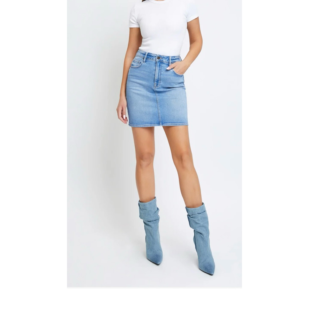 Chân váy jeans hidden co giãn (Sz M eo 76-80cm)