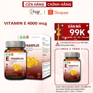 Vitamin E Đỏ Franplus 4000mcg Cao Cấp Hỗ Trợ Đẹp Da Ngăn Ngừa Lão Hóa Hộp 30 Viên