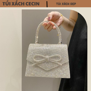  Túi xách cầm tay đính nơ Bling tiệc tùng sang trọng . Túi xách đi tiệc trẻ trung 