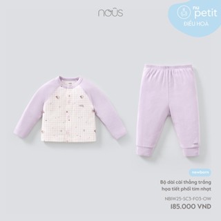 Nous Newborn Bộ quần áo dài tay, bộ dài cài cúc bé trai bé gái sơ sinh petit điều hòa mềm mịn cho bé dưới 5kg BST T9
