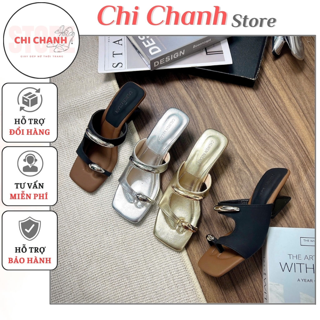 Guốc Nữ Xỏ Ngón 5p Sang Trọng Dép Cao Gót Thời Trang Cao Cấp 5cm Chuẩn Form Tôn Dáng Chi chanh B11s