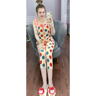  Đồ Bộ 9 Tấc Cổ Tròn Tay Tiên Vải Lụa Mango Size Từ 47-75 Kí 