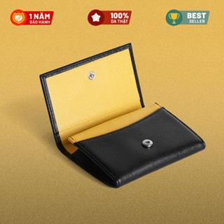 Ví Da Nam Nữ Đựng Thẻ Có Hộp, khóa nút bấm Chất liệu da thật - da saffiano bền bỉ - Easy Wallet - thương Hiệu Lagom