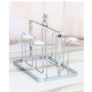 Khay nhựa 2 lớp màu kem đựng cốc chén, giá úp cốc Thỏ bạc