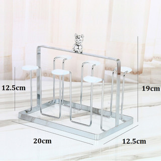 Khay nhựa 2 lớp màu kem đựng cốc chén, giá úp cốc Thỏ bạc