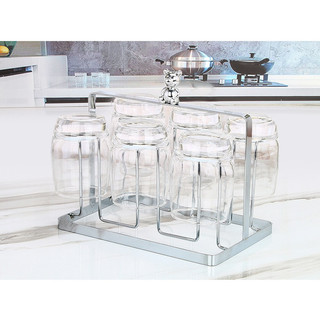 Khay nhựa 2 lớp màu kem đựng cốc chén, giá úp cốc Thỏ bạc
