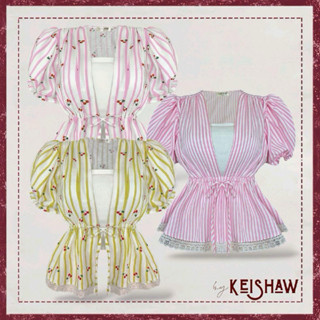  Cherry On Top - Babydoll tay phồng phối ren viền tay bồng Áo Thun 