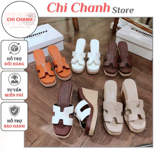  Dép Xuồng Quai H Đế Cói 9cm Chất Da Mịn Đẹp Dép Đế Cao 9p Thời Trang Phong Cách Hàn Quốc MS37 