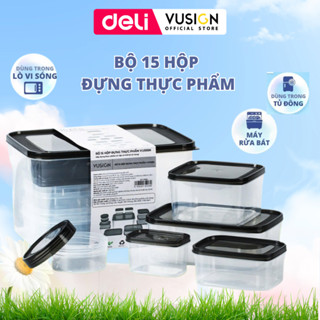  Bộ hộp 15 chi tiết hộp đựng thực phẩm DELIxVUSIGN Bộ hộp đựng đồ ăn từ 250-8500ml dùng được cho lò vi sóng máy rửa bát 