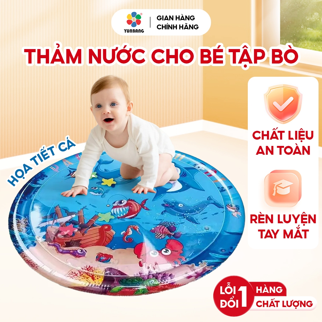 [TẶNG BƠM] Thảm Nước Cho Bé Loại Lớn 100x100cm, Nệm Nước Hoạt Hình Làm Mát