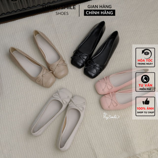 Giày nữ BIG SIZE ( 35 - 40 ) Giày Búp Bê 1P mũi vuông , búp bê phối nơ dễ thương cho nữ - THENYSMILE - CHERY