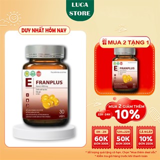 Viên Uống Vitamin E Đỏ Franplus 4000mcg Hộp 30 Viên – Đẹp Da Mờ Thâm Nám Giúp Dưỡng Ẩm Chống Lão Hóa
