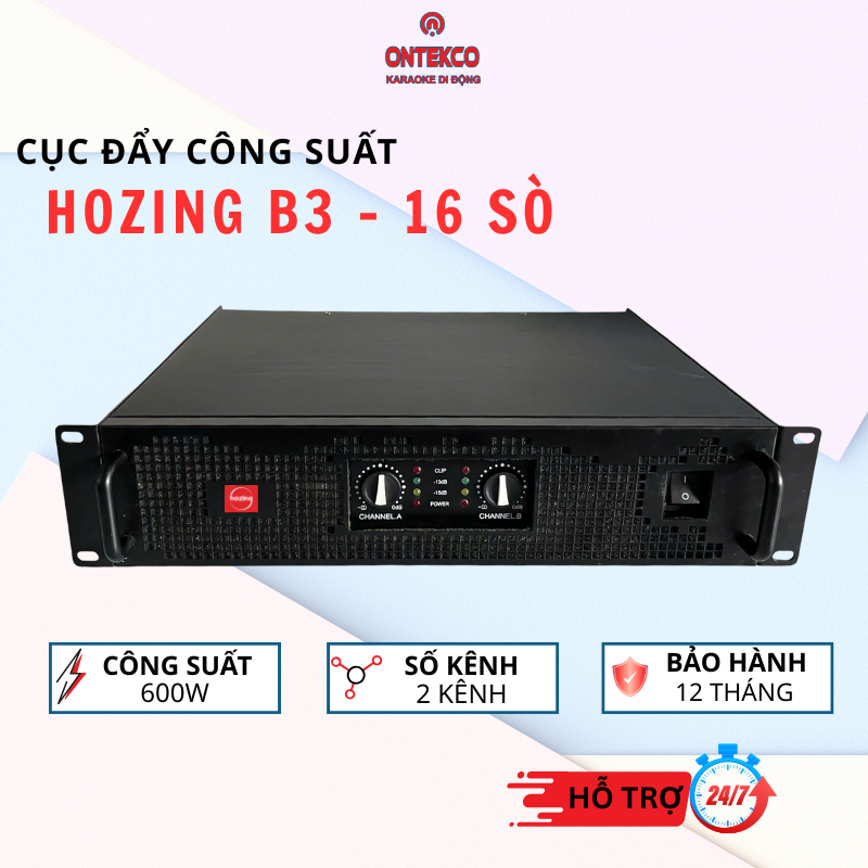 Cục đẩy công suất 600W - 2 kênh  ONTEKCO HOZING B3 khuếch đại mạnh mẽ, bảo hành 12 tháng