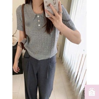 Áo Len Họa Tiết Xoắn Thừng Cổ Bẻ Thêu Ngựa, Áo Len Dệt Kim Polo Dáng Vừa Người Đơn Giản Dễ Phối Đồ Hnagd Qccc | Vui Vẻ